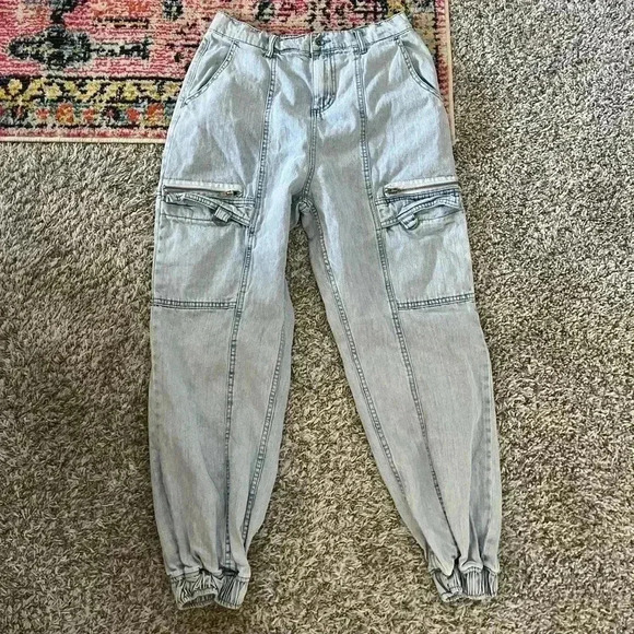 Hot topic Indigo Denim Cargo Jogger Jeans Girls Size L - Picture 3 of 15